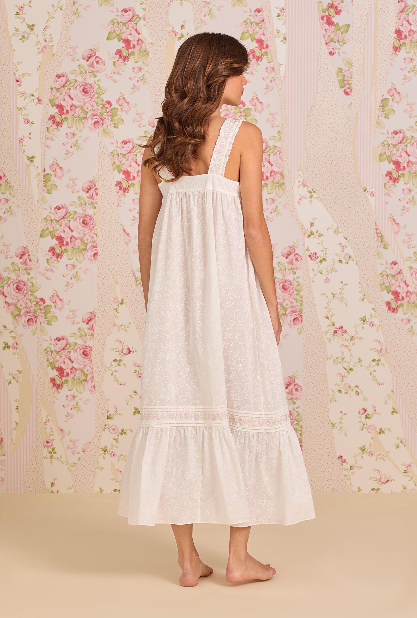Eileen West The "Heather" Shadow Floral Cotton Lawn Ballet Nightgown