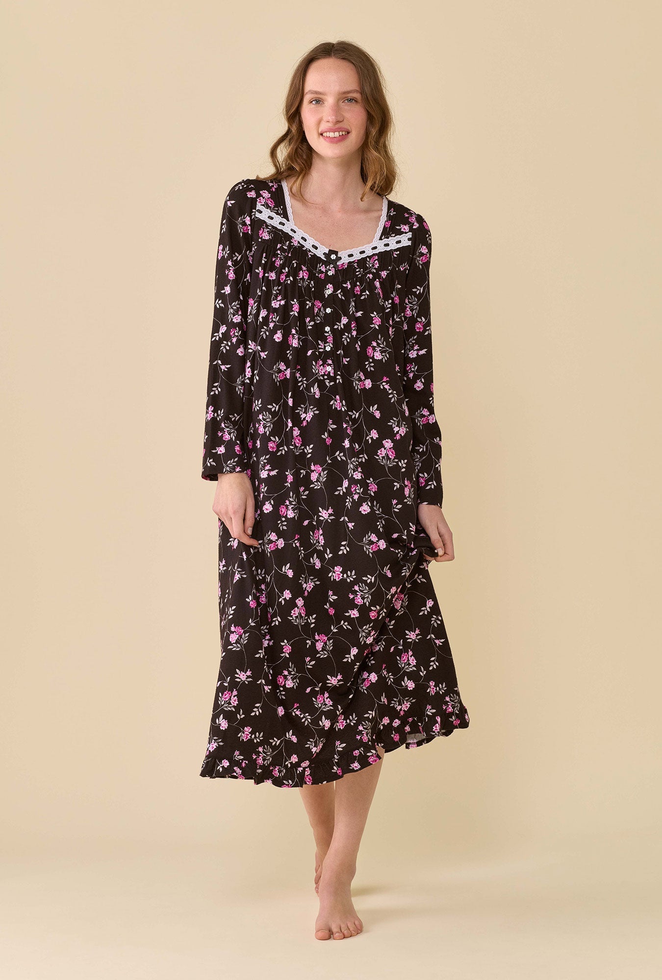 Eileen West Vintage Vine Long Sleeve Nightgown