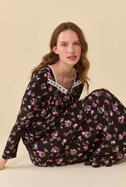 Eileen West Vintage Vine Long Sleeve Nightgown
