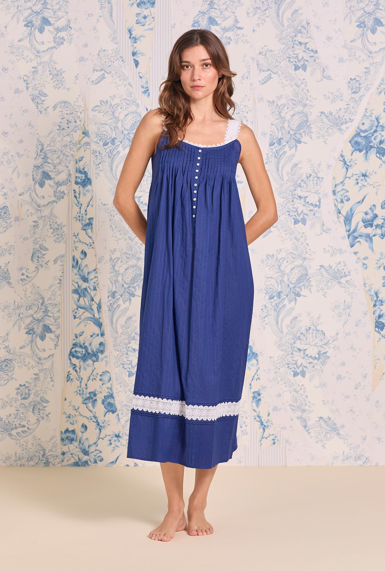Eileen West The Madison Cotton Dobby Stripe Nightgown