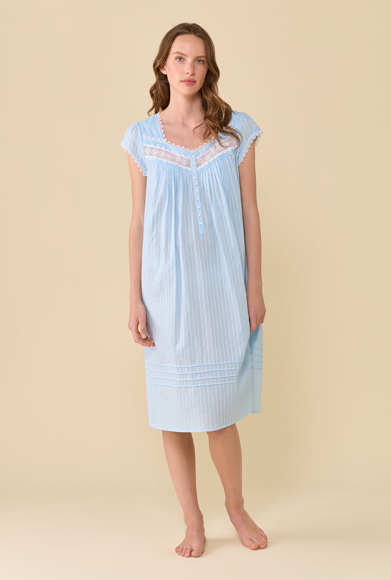 Eileen West The Alice Cotton Dobby Stripe Nightgown