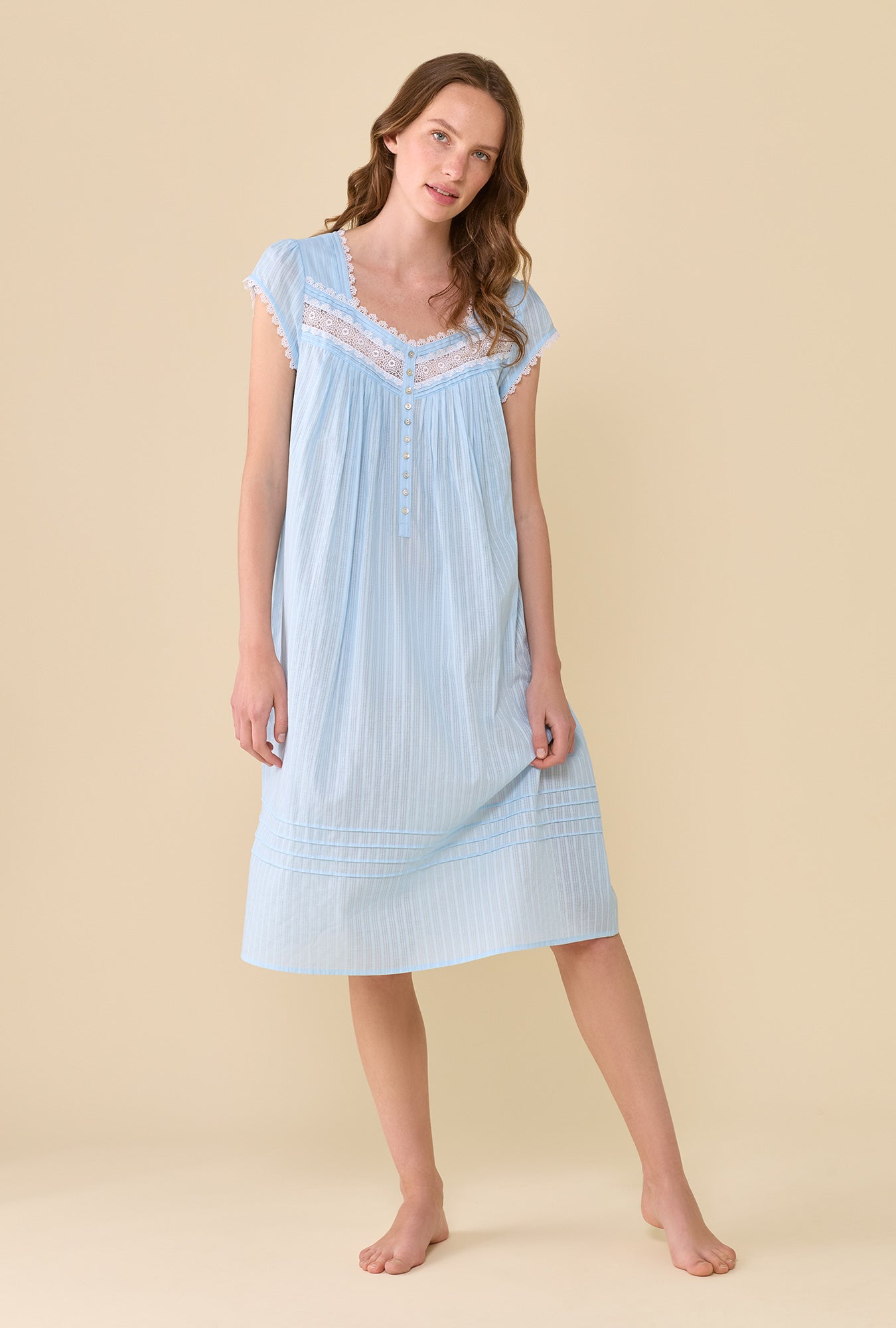 Eileen West The Alice Cotton Dobby Stripe Nightgown