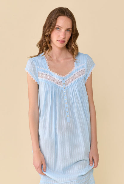 Eileen West The Alice Cotton Dobby Stripe Nightgown