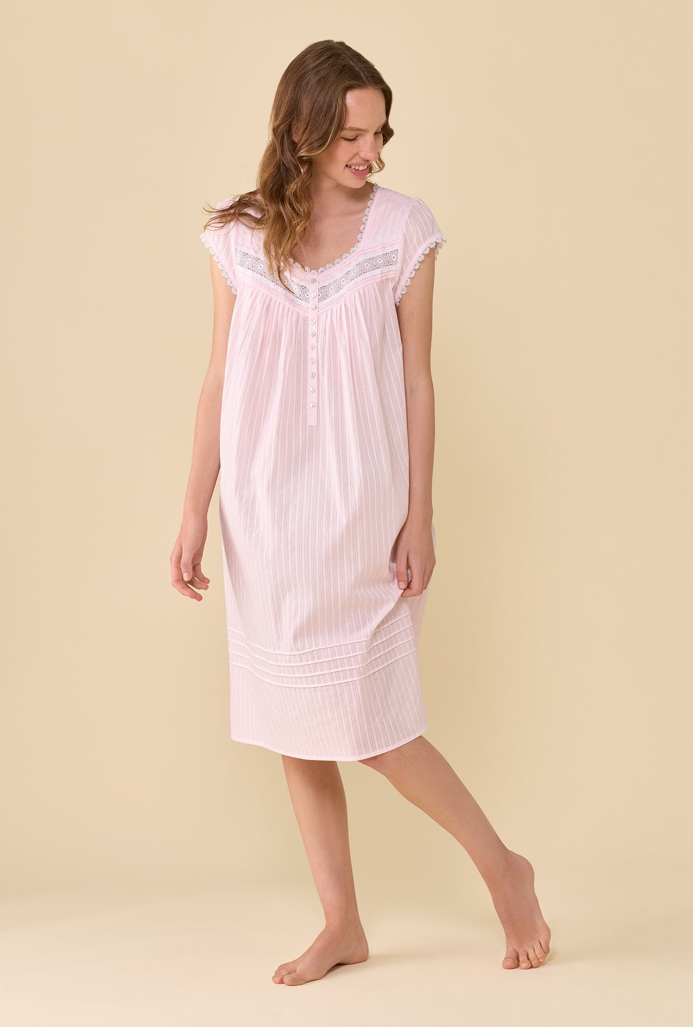 Eileen West The Alice Cotton Dobby Stripe Nightgown