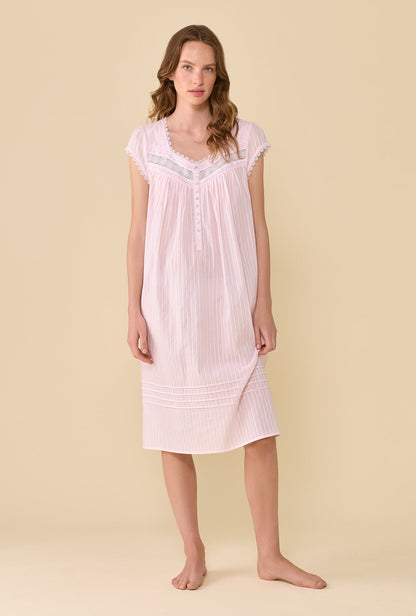 Eileen West The Alice Cotton Dobby Stripe Nightgown