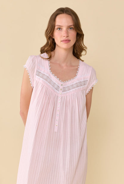 Eileen West The Alice Cotton Dobby Stripe Nightgown