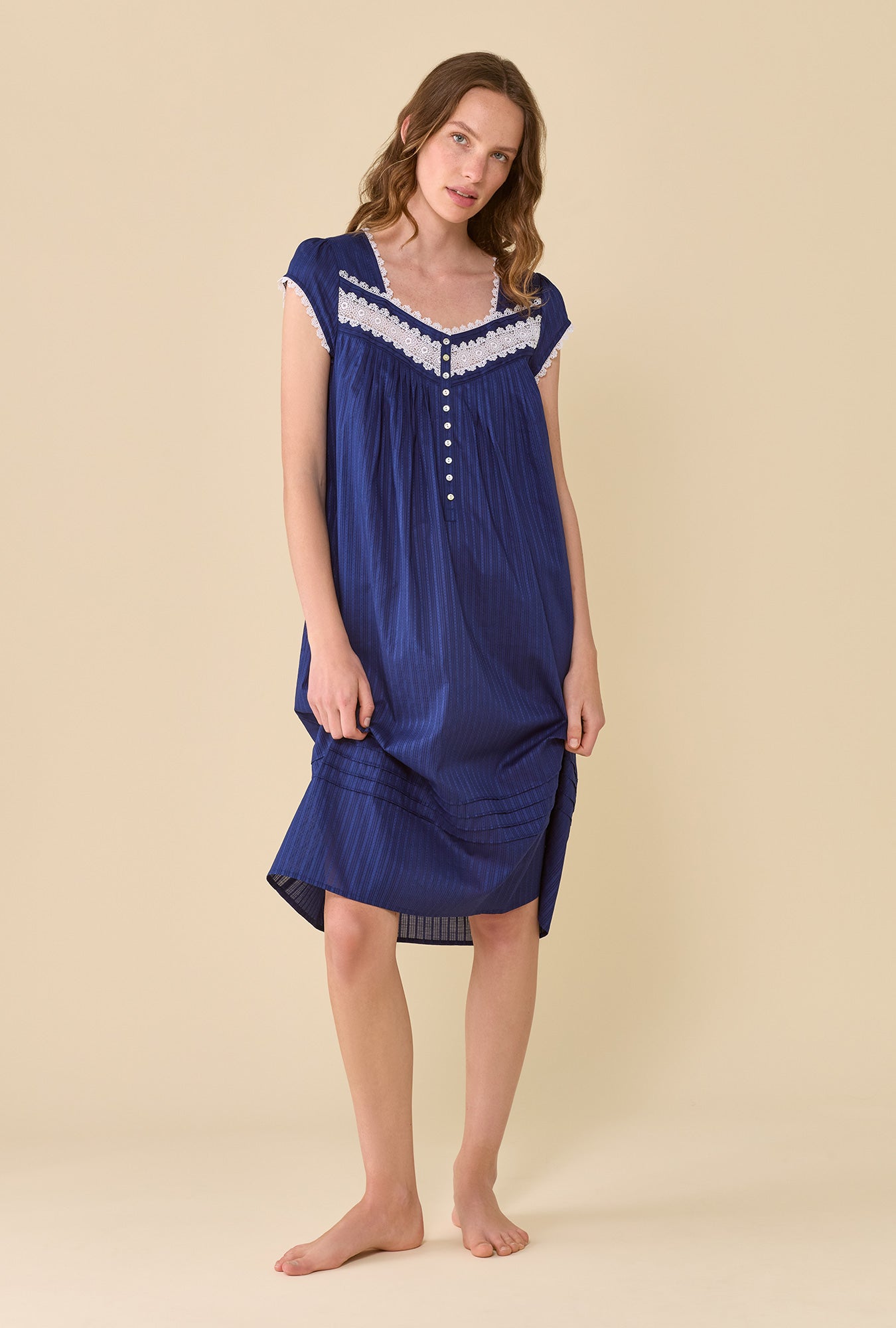 Eileen West The Alice Cotton Dobby Stripe Nightgown