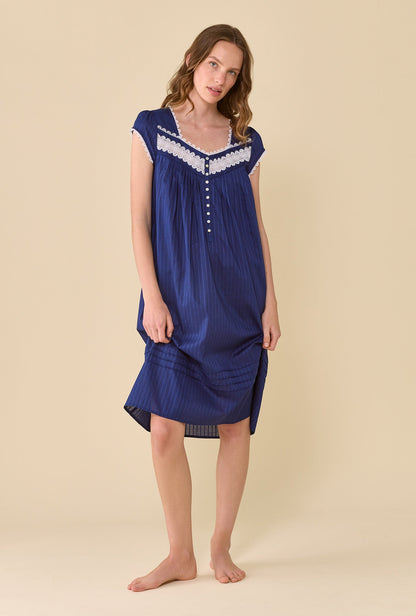 Eileen West The Alice Cotton Dobby Stripe Nightgown