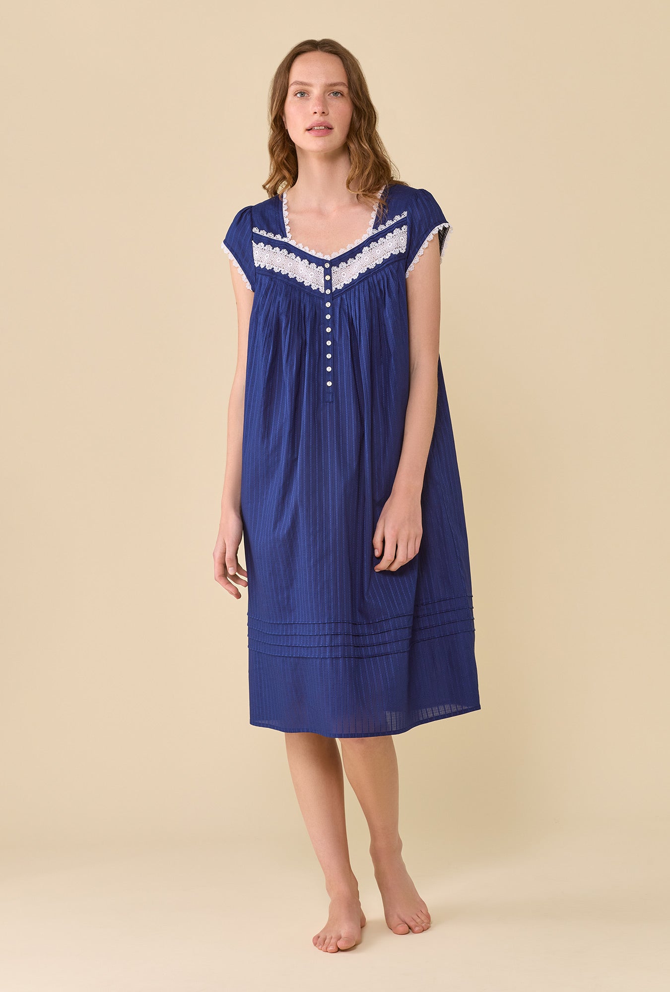 Eileen West The Alice Cotton Dobby Stripe Nightgown
