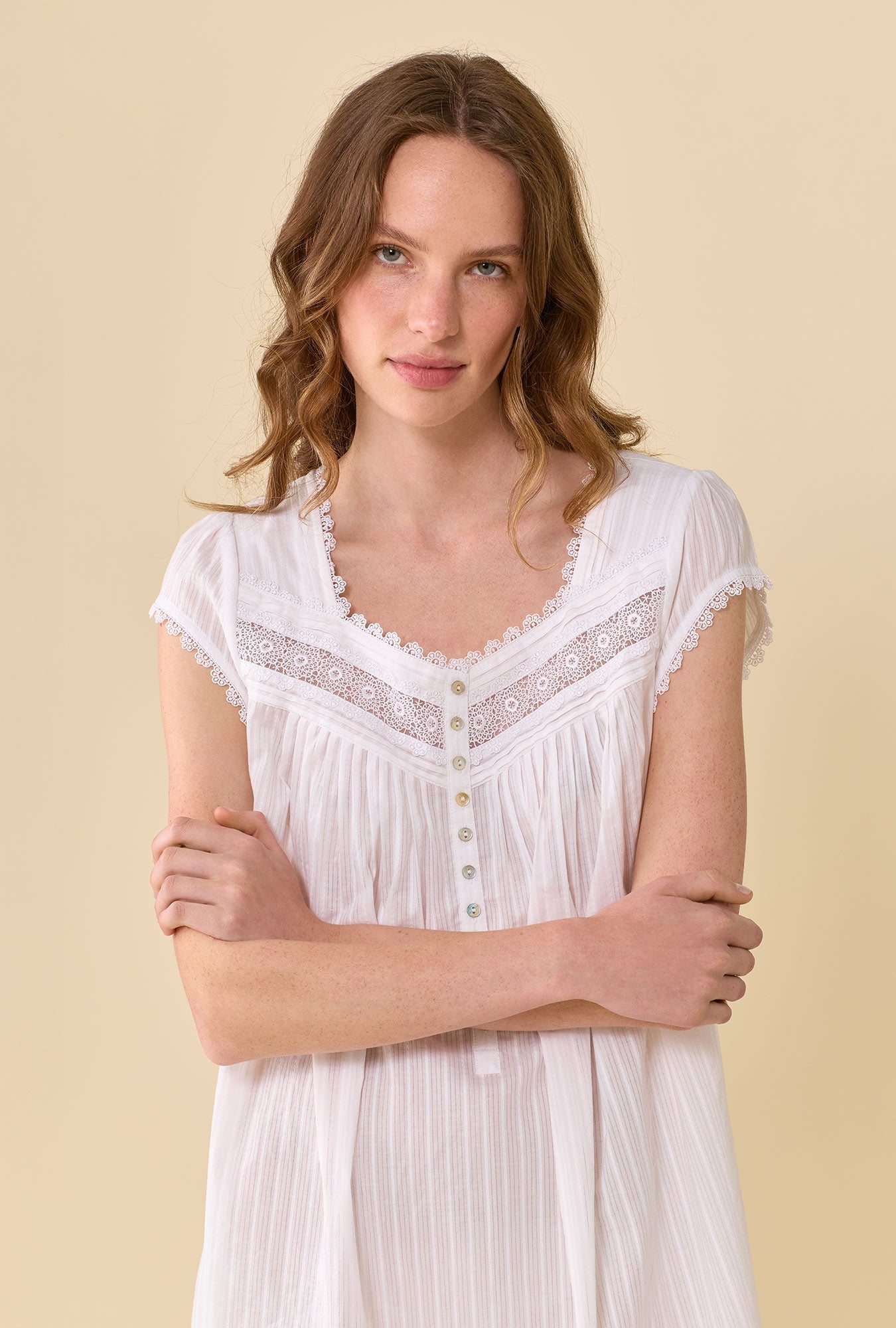 Eileen West The Alice Cotton Dobby Stripe Nightgown