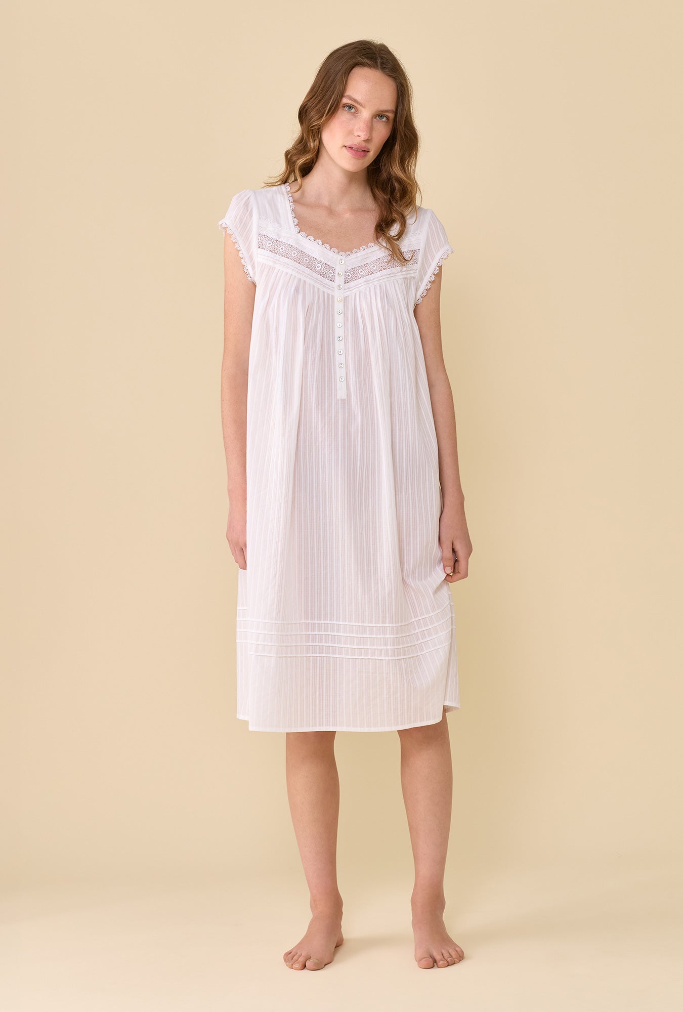 Eileen West The Alice Cotton Dobby Stripe Nightgown