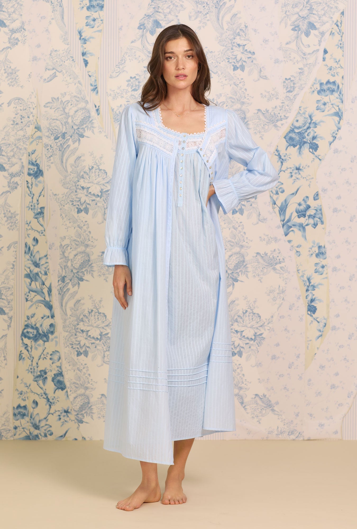 Eileen West The Eileen Cotton Dobby Stripe Nightgown