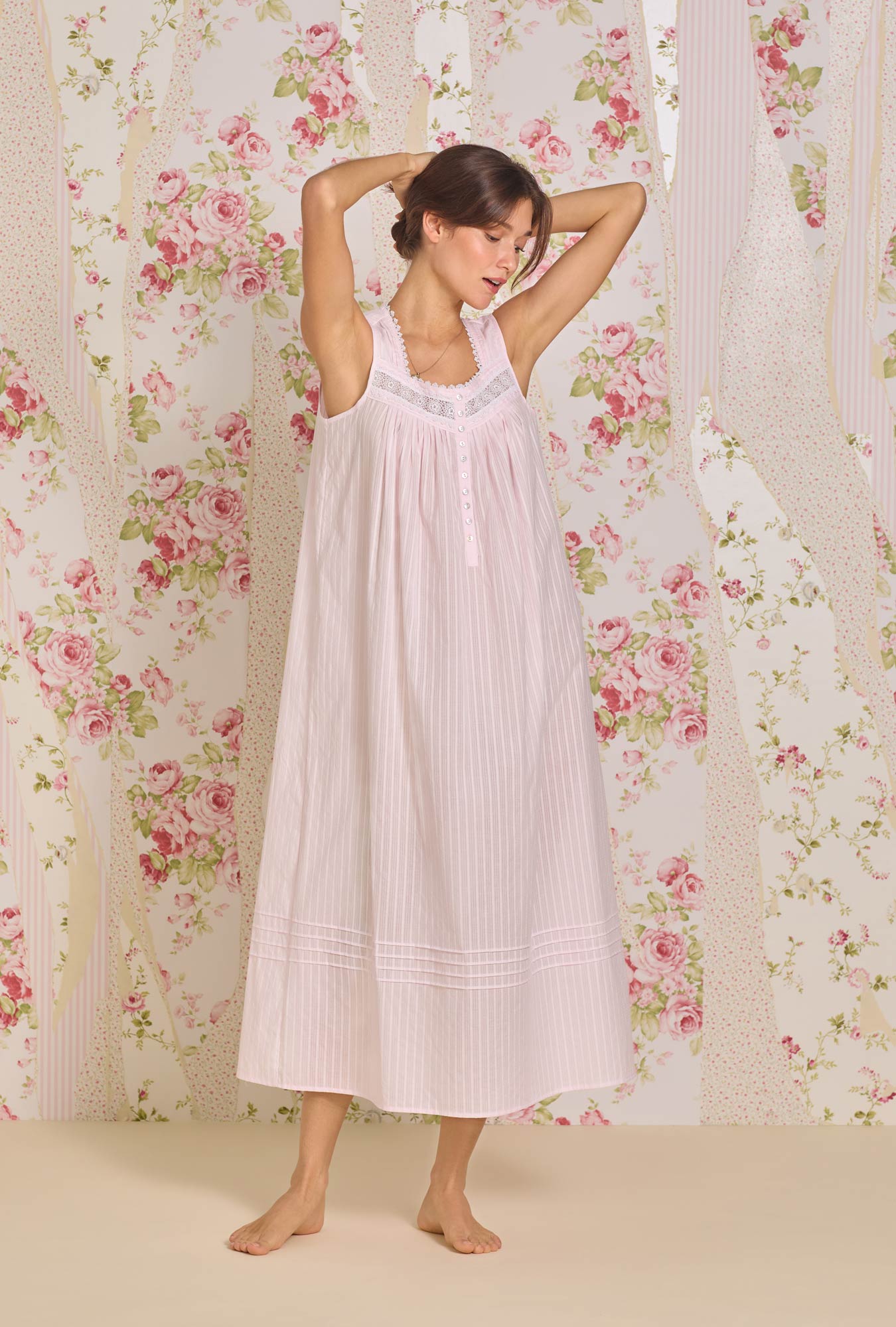 Eileen West The Eileen Cotton Dobby Stripe Nightgown