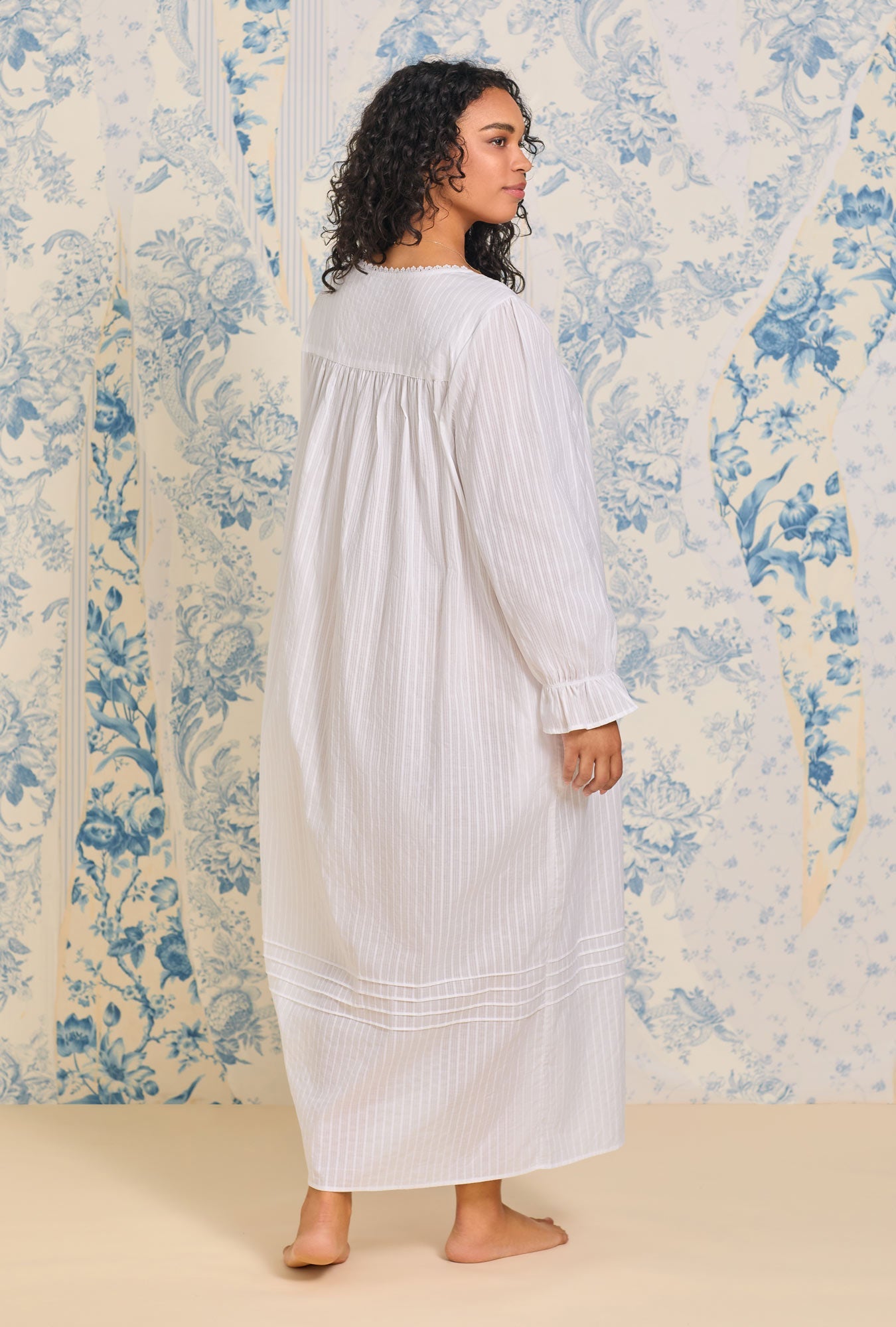Eileen West Cotton Dobby Stripe Button Front Robe
