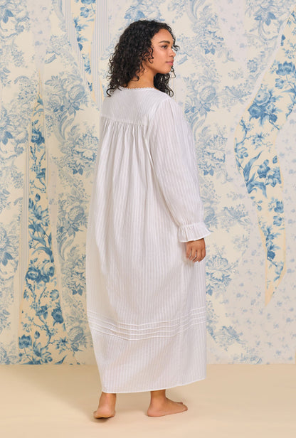 Eileen West Cotton Dobby Stripe Button Front Robe