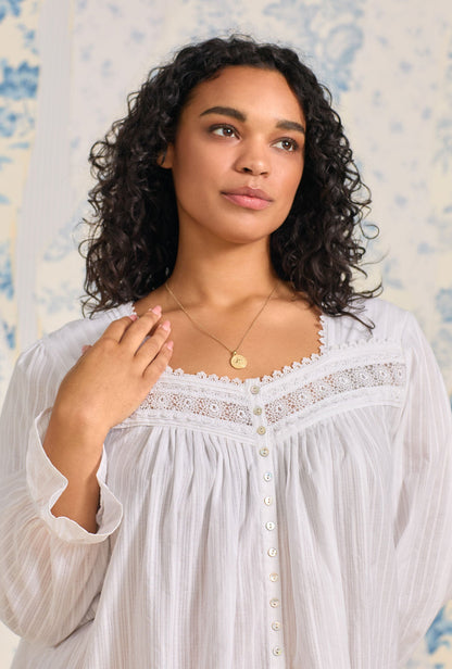 Eileen West Cotton Dobby Stripe Button Front Robe