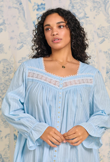 Eileen West Cotton Dobby Stripe Button Front Robe