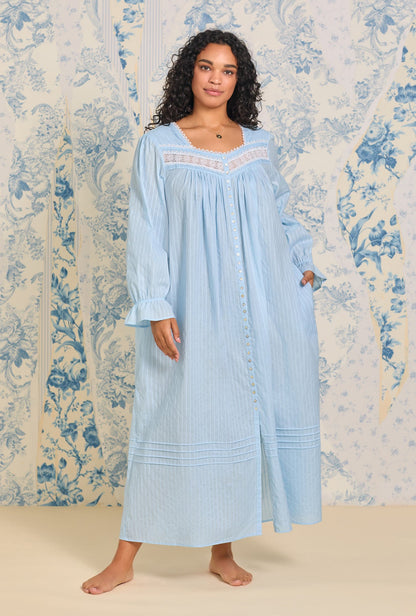 Eileen West Cotton Dobby Stripe Button Front Robe