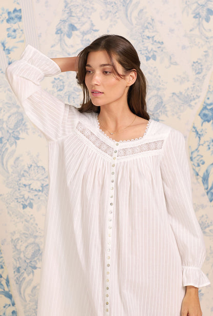 Eileen West Cotton Dobby Stripe Button Front Robe