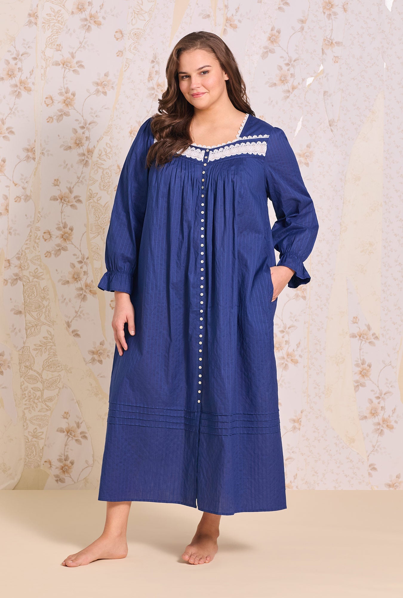 Eileen West Cotton Dobby Stripe Button Front Robe