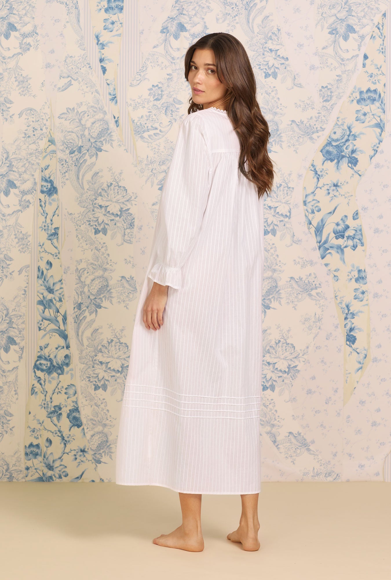 Eileen West Cotton Dobby Stripe Button Front Robe