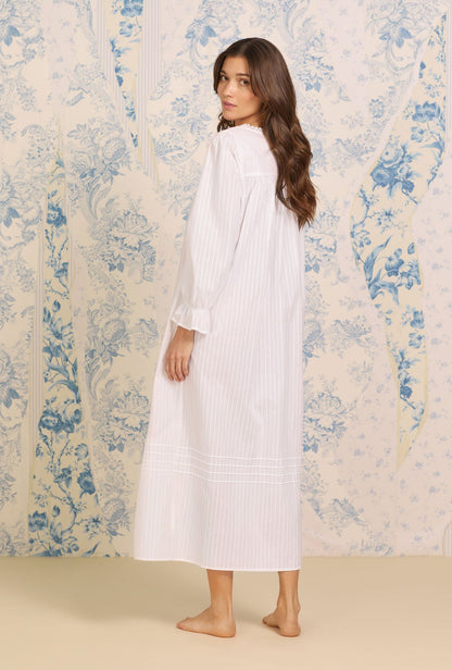 Eileen West Cotton Dobby Stripe Button Front Robe