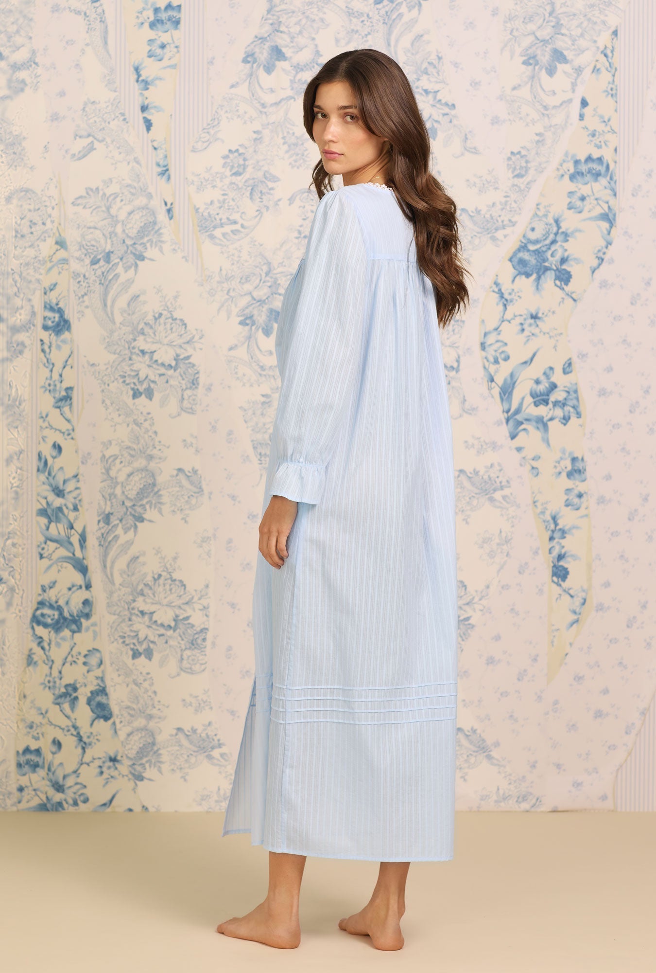 Eileen West Cotton Dobby Stripe Button Front Robe