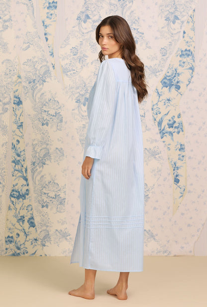 Eileen West Cotton Dobby Stripe Button Front Robe