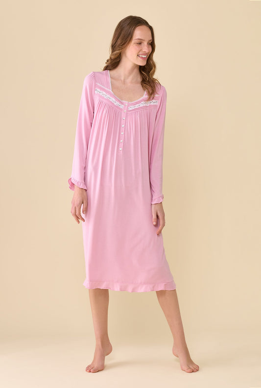 Eileen West Dusty Rose Long Sleeve Nightgown