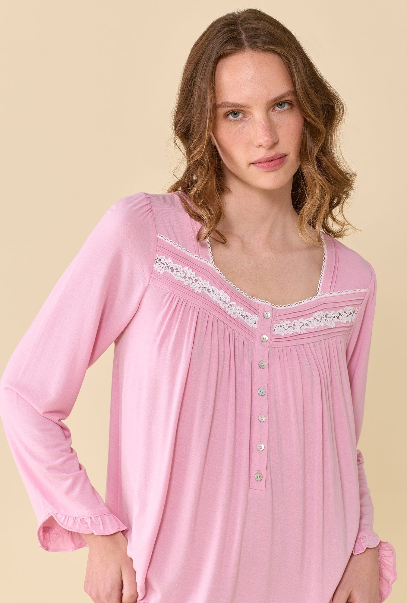 Eileen West Dusty Rose Long Sleeve Nightgown