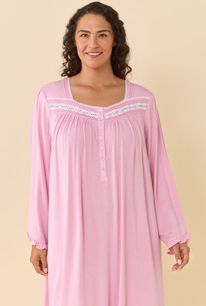 Eileen West Dusty Rose Long Sleeve Nightgown