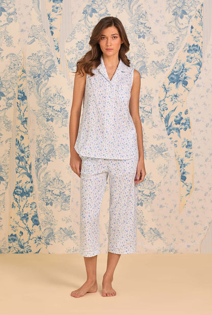 Eileen West Catalina Rosebud Cotton Knit Capri Pajama