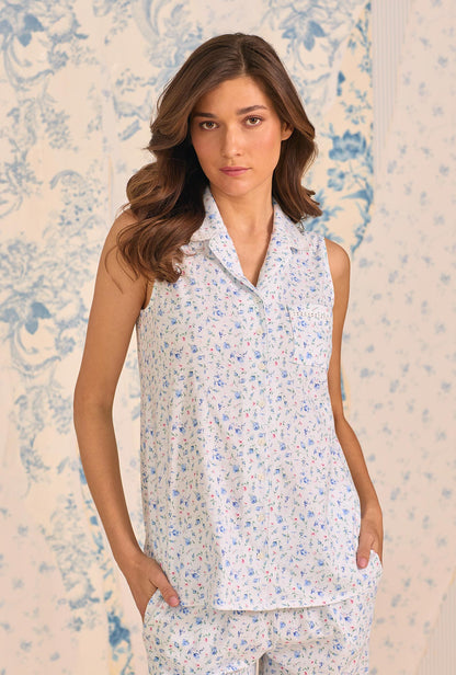 Eileen West Catalina Rosebud Cotton Knit Capri Pajama