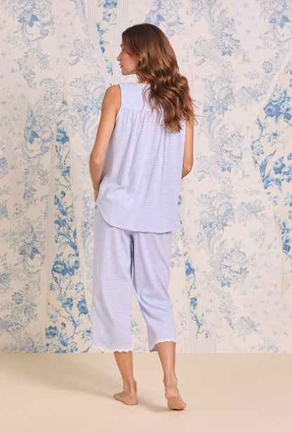 Eileen West Lavender Stripe Knit Capri Pajama Set