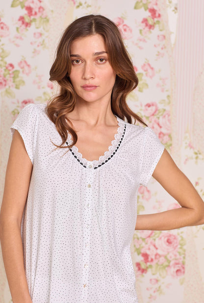 Eileen West Classic Dot Cotton Knit Pajama