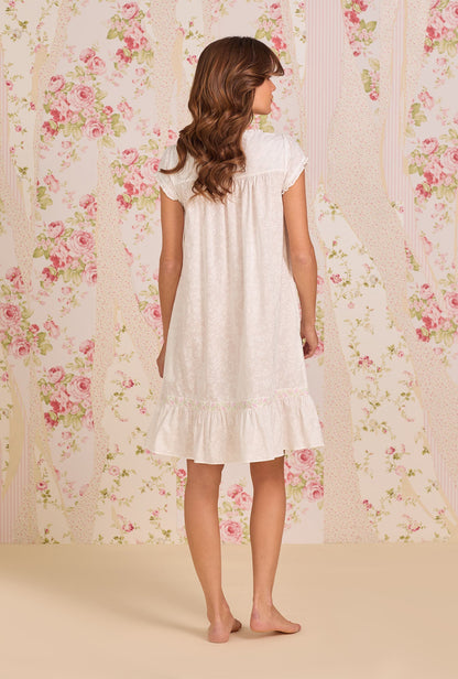 Eileen West Shadow Floral Cotton Lawn Short Button Front Robe