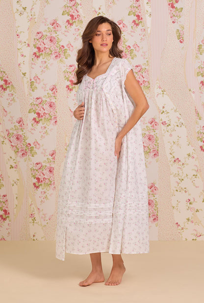 Eileen West Petite Rose Cotton Lawn Button Front Robe