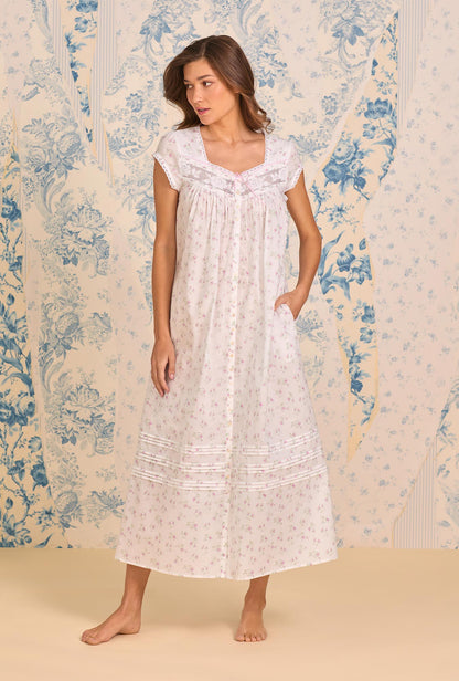 Eileen West Petite Rose Cotton Lawn Button Front Robe