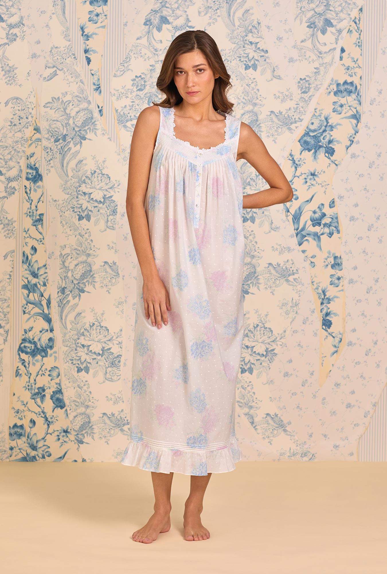 Eileen West The "Eileen" Hydrangea Blossom Cotton Lawn Ballet Nightgown
