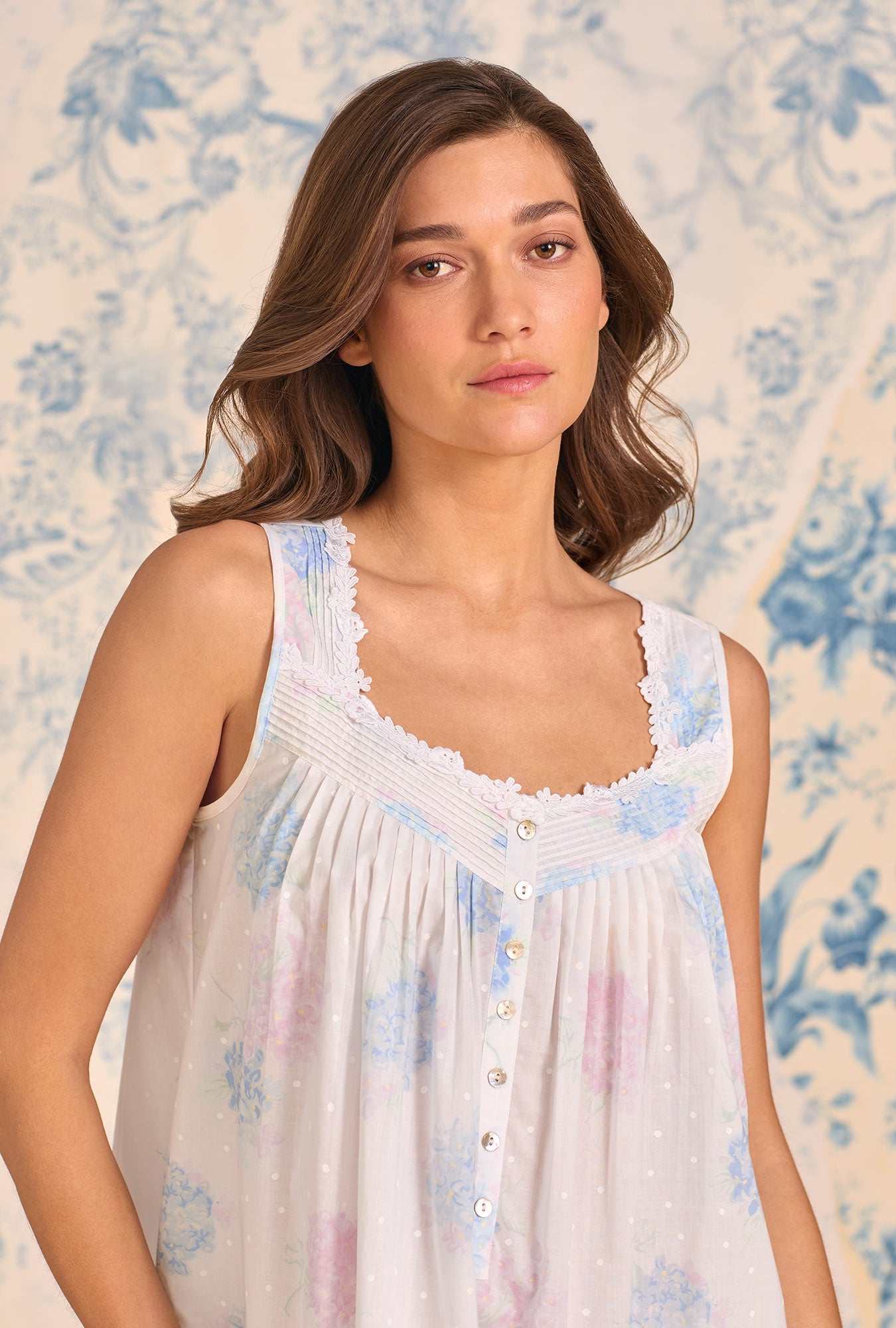 Eileen West The "Eileen" Hydrangea Blossom Cotton Lawn Ballet Nightgown