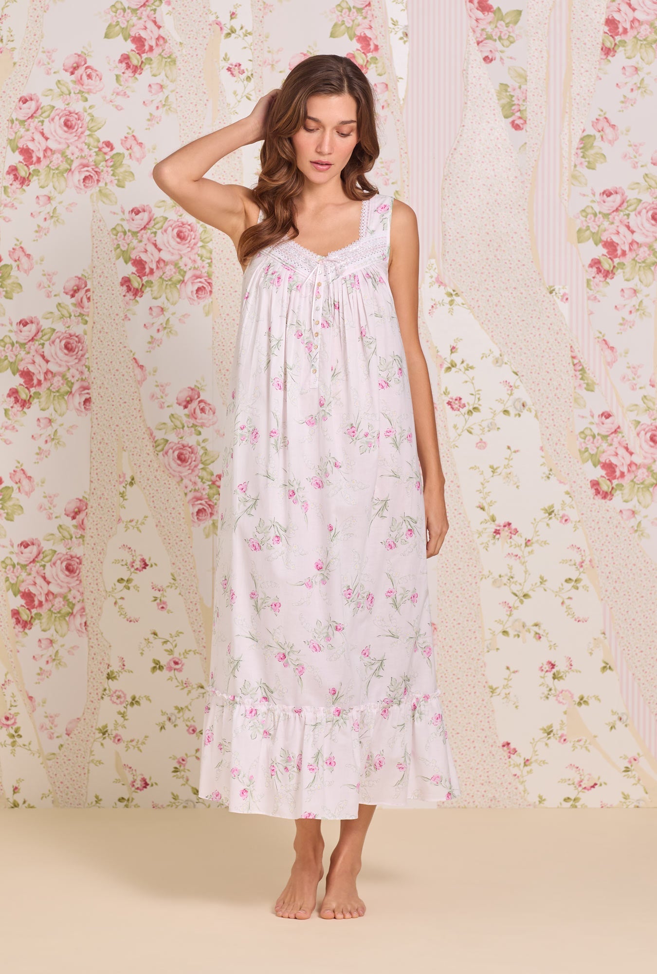 Eileen West The "Eileen" Vintage Bouquet Cotton Lawn Ballet Nightgown