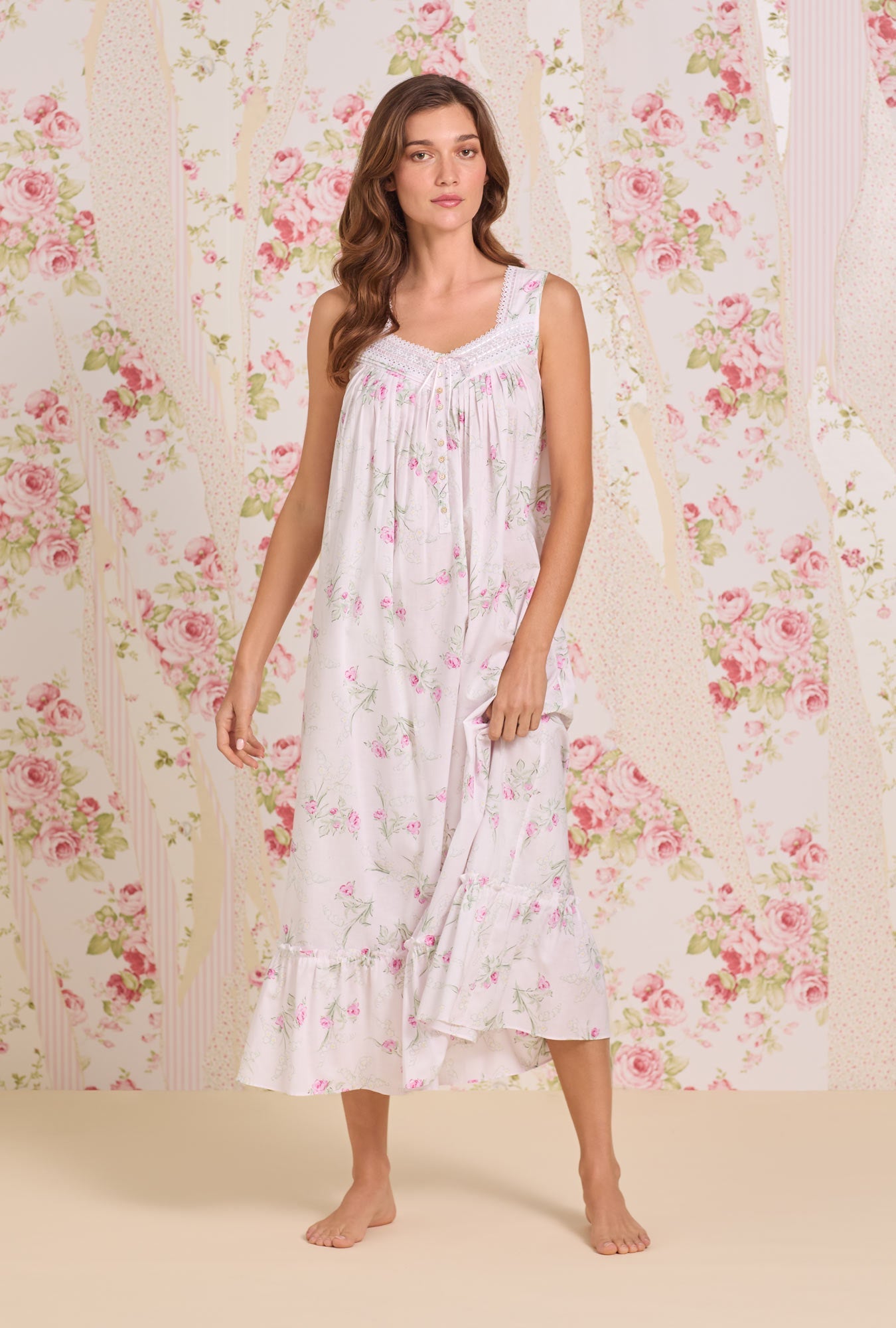 Eileen West The "Eileen" Vintage Bouquet Cotton Lawn Ballet Nightgown