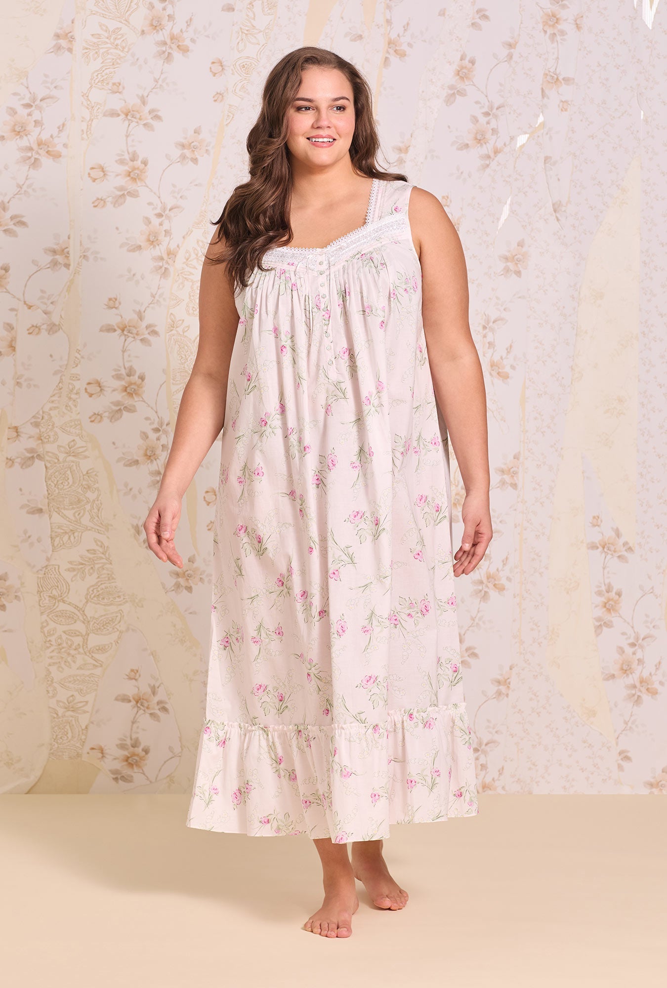 Eileen West The "Eileen" Vintage Bouquet Cotton Lawn Ballet Nightgown