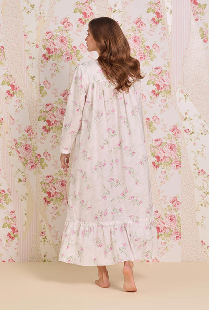 Eileen West Vintage Bouquet Cotton Lawn Button Front Robe