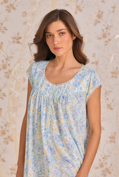 Eileen West Cerulean Floral Waltz Nightgown