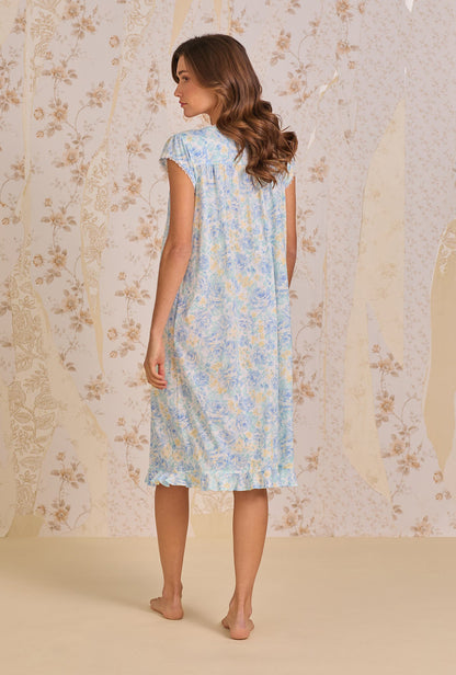 Eileen West Cerulean Floral Waltz Nightgown