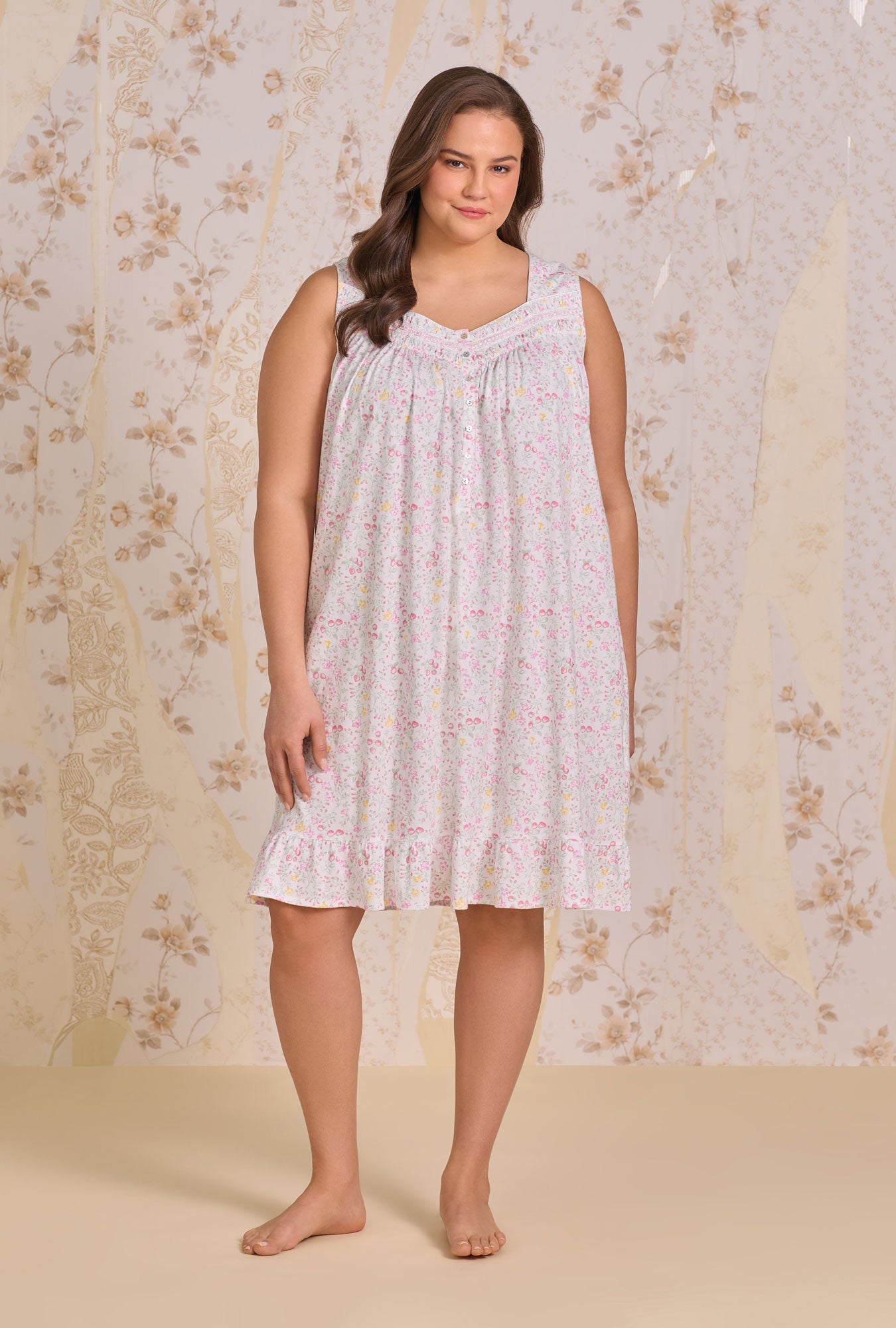 Eileen West Strawberry Field Cotton Knit Chemise
