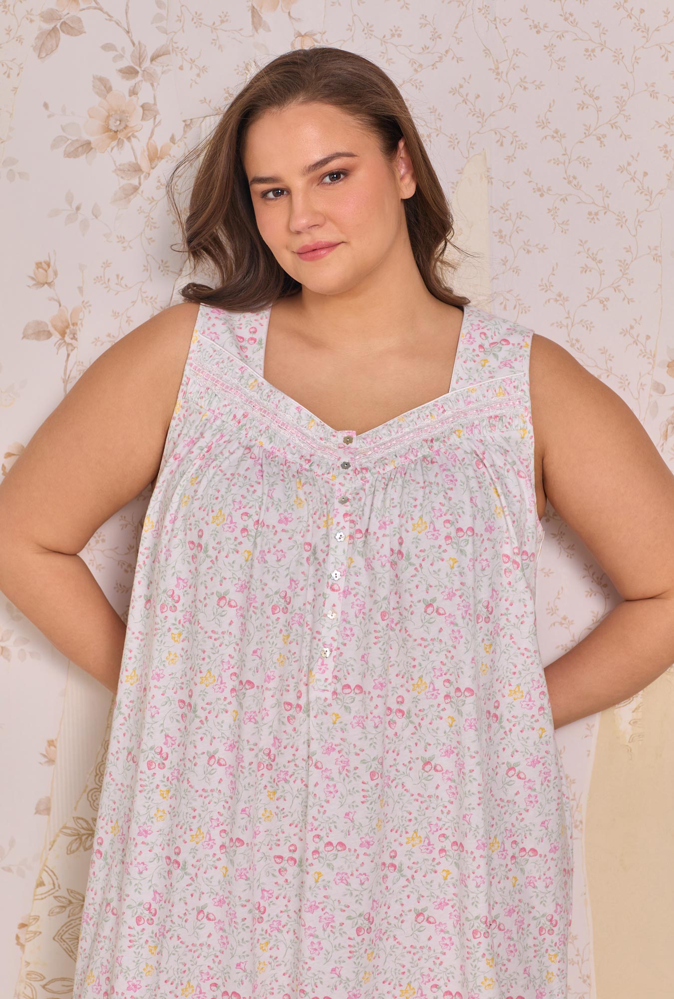 Eileen West Strawberry Field Cotton Knit Chemise