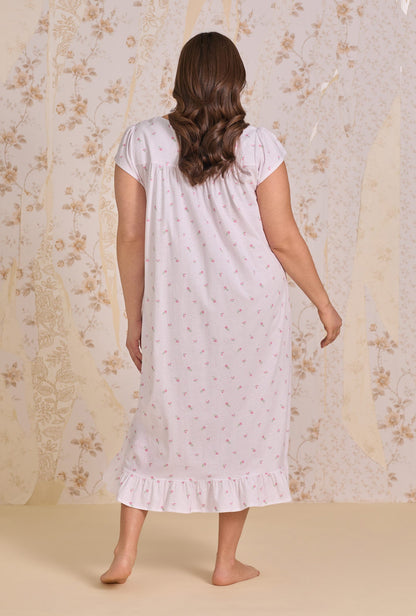 Eileen West Petite Dot Cotton Knit Cap Sleeve Ballet Nightgown