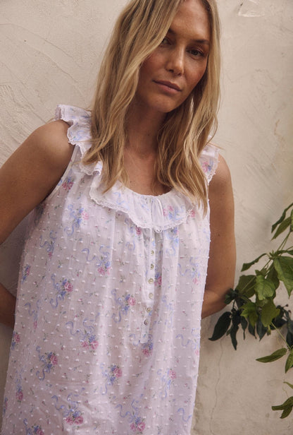Eileen West The "Rosalie" Whispering Ribbons Cotton Swiss Dot Ballet Nightgown